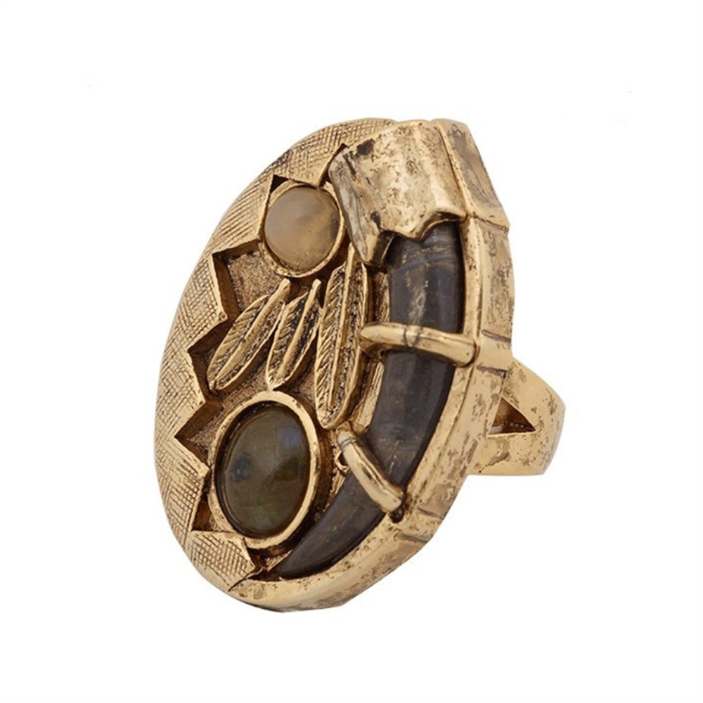 House Of Harlow Horn Stone Feather Ring